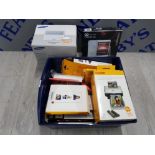 BOX OF ELECTRICAL AND PHOTOGRAPHY ITEMS INCLUDES SAMSUNG DIGITAL PHOTO PRINTER, KODAK COLOR