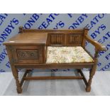 OLD CHARM FURNITURE OAK TELEPHONE SEAT 93 X 75 X 46 1/2 CM