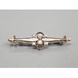 9CT YELLOW GOLD VINTAGE ORNATE STYLE BROOCH SET WITH 2 ROSE CUT DIAMONDS APPROXIMATELY 0.40CT 3.7G