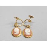 9CT YELLOW GOLD CAMEO EARRINGS 2.7G GROSS