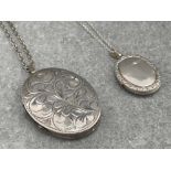 2 SILVER PATTERNED LOCKETS AND CHAINS