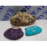 3 VINTAGE BEADED LADIES HAND BAGS INCLUDES VENDULA LONDON ETC