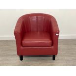 RED LEATHER TUB CHAIR