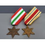 2 UK MEDALS 2ND WORLD WAR AFRICA STAR AND ALSO ITALY STAR BOTH ORIGINAL WITH RIBBONS