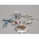 7 ASSORTED SILVER BROOCHES 33.4G GROSS