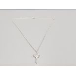 SILVER KEY PENDANT SET WITH CZ AND SILVER CHAIN ATTACHED 3.9G