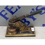 VICTORIAN COMPANY SEAL PRESS, FINLEY HAND PAINTED IN GOLD, A LARGE EXAMPLE, NICE DESK PIECE