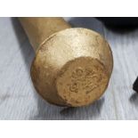 INTERESTING SHIP ITEMS INCLUDES VINTAGE CAST IRON CANNON BALL, A BRASS DESK CANNON AND A MS BOLT