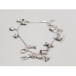 SILVER ASSORTED CHARM NECKLACE 32.1G GROSS