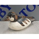 HAND CARVED WOODEN AMERICAN BUFFLEHEAD DUCK HAND CARVED EYES HANDPAINTED