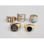 5 ASSORTED SILVER AND GOLD PLATED RINGS 31.9G GROSS
