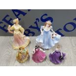 COLLECTION OF 5 LADY FIGURES INCLUDES 4 THE LEONARDO COLLECTION AND 1 COALPORT FIGURE LADIES OF