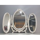 ORNATE 3 PIECE DRESSING TABLE MIRROR WITH BOW TOP