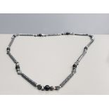 HAEMATITE BAR HEART AND BEAD LONG NECKLET