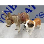 2 SYLVAC COLLECTABLE ANIMAL FIGURES INCLUDES NEDDY THE DONKEY AND A ST. BERNARD