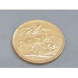22CT GOLD 1892 FULL SOVEREIGN COIN STRUCK IN SYDNEY