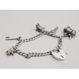 SILVER ASSORTED CHARM BRACELET 19.2G