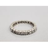 9CT WHITE GOLD CZ ENCRUSTED BAND SIZE M1/2