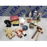 COLLECTION OF ITEMS INCLUDES 1960S TEDDY BEAR, 2 CHARLES DICKENS BOOKS AND A SMALL ORIENTAL VASE