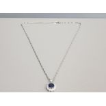 BLUE AND WHITE SET CZ PENDANT ON SILVER CHAIN 4.4G GROSS