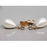 PAIR OF 14KT PLATED CULTURED PEARL DROP EARRINGS