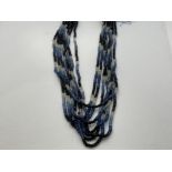 BLUE SAPPHIRE GEMSTONE BEAD NECKLACE SHADED