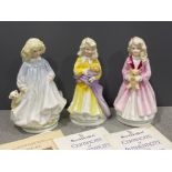 3 ROYAL DOULTON FIGURES FAITH CHARITY AND HOPE WITH CERTS AND IN GOOD CONDITION