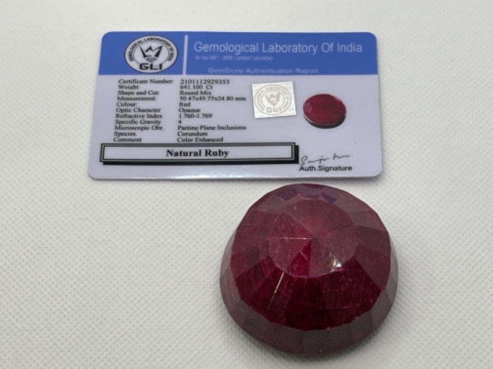 HUGE COLLECTABLE RUBY GEMSTONE CERTIFIED 641CT