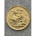 22CT GOLD 1889 FULL SOVEREIGN COIN STRUCK IN SYDNEY