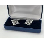 PAIR OF SILVER AND ENAMEL TIFFANY STYLE CUFFLINKS