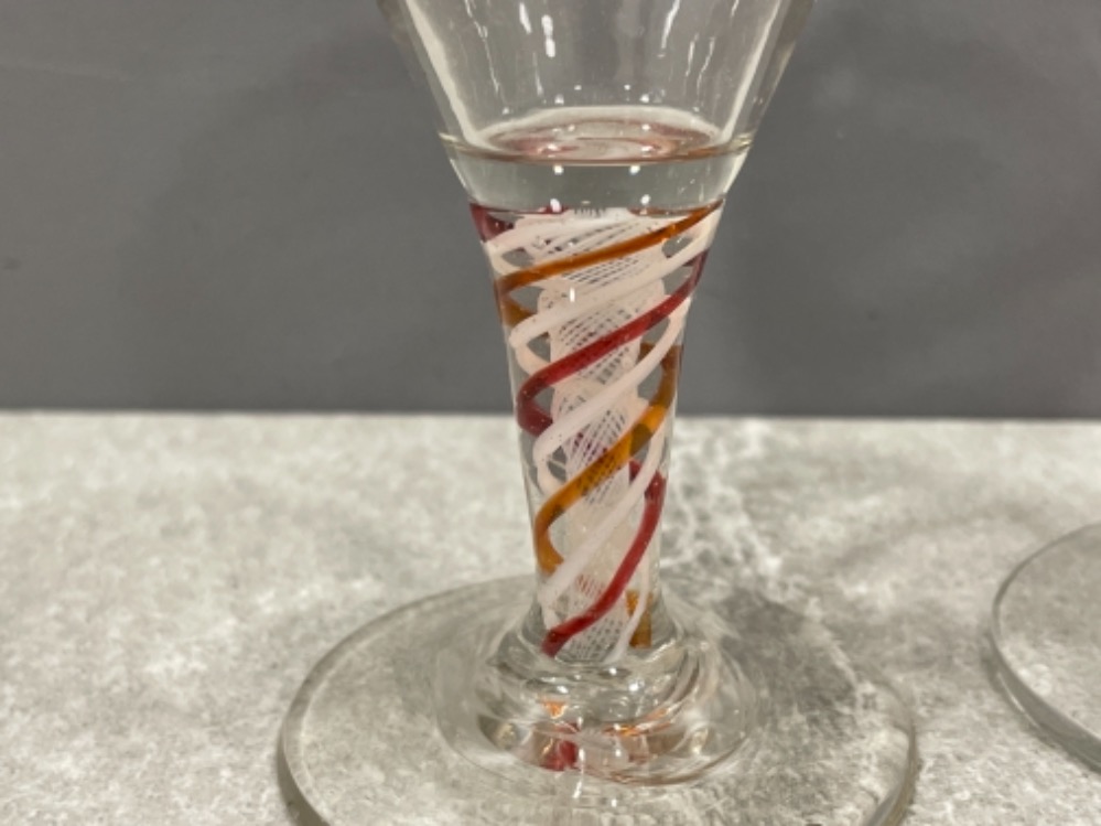 2 X 1800S COLOURED AIR TWIST STEM HAND BLOWN GLASSES - Image 3 of 3