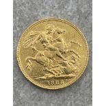 22CT GOLD 1885 FULL SOVEREIGN COIN YOUNG HEAD