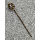 ANTIQUE GOLD DIAMOND TIE PIN COMPRISING OF A ROSE CUT DIAMOND SET IN ORNATE SETTING APX .25CT 1.8G