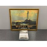 FRAMED PRINT OF WHITLEY BAY ITS QUICKER BY RAIL AND BOOK PAST AND PRESENT