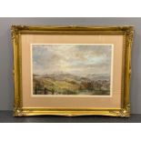 GILT FRAMED PASTEL TITLED DURHAM, SIGNED BY ARTIST WALTER HOLMES 1936, 30CM X 36CM