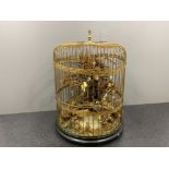 BEAUTIFUL VICTORIAN TAXIDERMY DIORAMA OF BIRDS AND BUTTERFLIES IN GOLDEN CAGE