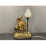 BEAUTIFUL ART DECO MARLY HORSE GOLD LAMP