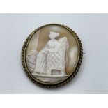 WELL CARVED CAMEO BROOCH 5CM X 4.5CM