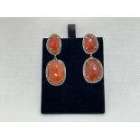 PAIR OF VINTAGE GOLD DIAMOND AND AMBER EARRINGS