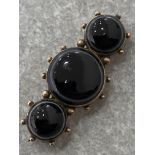 9CT ROSE GOLD BLACK STONE BROOCH WITH BOBBLE EDGING