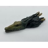 BEAUTIFUL COLD PAINTED GERMAN BRONZE CROCODILE CLIP MARKED GESCHUTZT