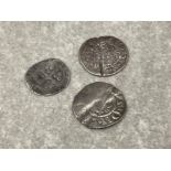 3 MEDIEVAL PERIOD HAMMERED SILVER PENNIES