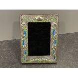 A GOOD SILVER AND ENAMELLED ART NOUVEAU STYLE PICTURE FRAME