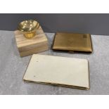 CIGARETTE CASES PLUS SMALL GOLD COLOURED BOWL