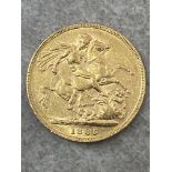 22CT GOLD 1885 FULL SOVEREIGN COIN YOUNG HEAD