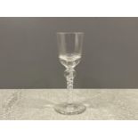 SILESIAN C1900-1915 JOSEPHINE HUTTE SMALL CORDIAL WITH AIRTWIST STEM AND SEVEN PEARLS AIR BUBBLES IN