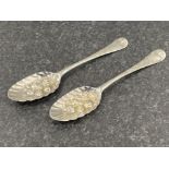 2 SILVER HALLMARKED FRUIT SPOONS 108.9G
