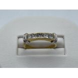 18CT GOLD PRINCESS CUT FIVE STONE DIAMOND RING 4.6G SIZE L