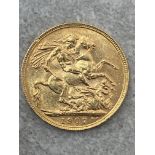 22CT GOLD 1907 FULL SOVEREIGN COIN STRUCK IN PERTH