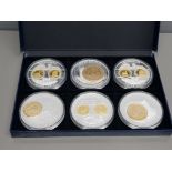 6 LARGE GB COMMEMORATIVE PROOF COINS 50MM